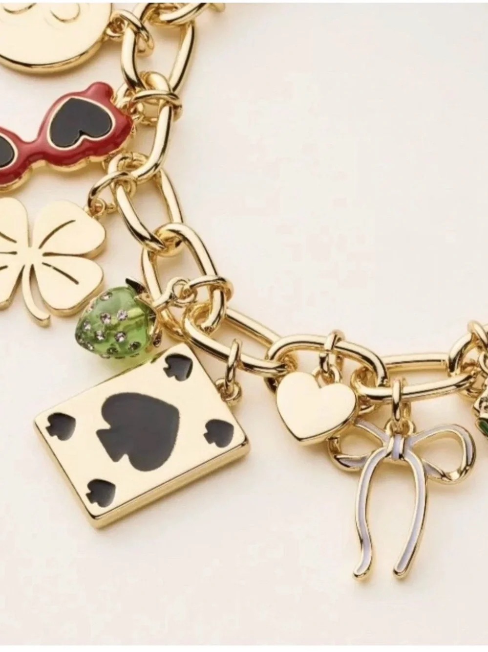 Kate Spade/Target Gold Charm Bracelet with Pink, Green & Black Accents. NWT - Picture 2 of 4